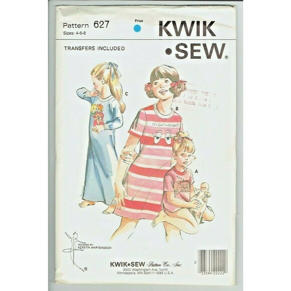Kwik Sew 627 Sizes 4 6 & 8 Toddlers Girls Unused Uncut Vintage Pattern 70s - Picture 1 of 2